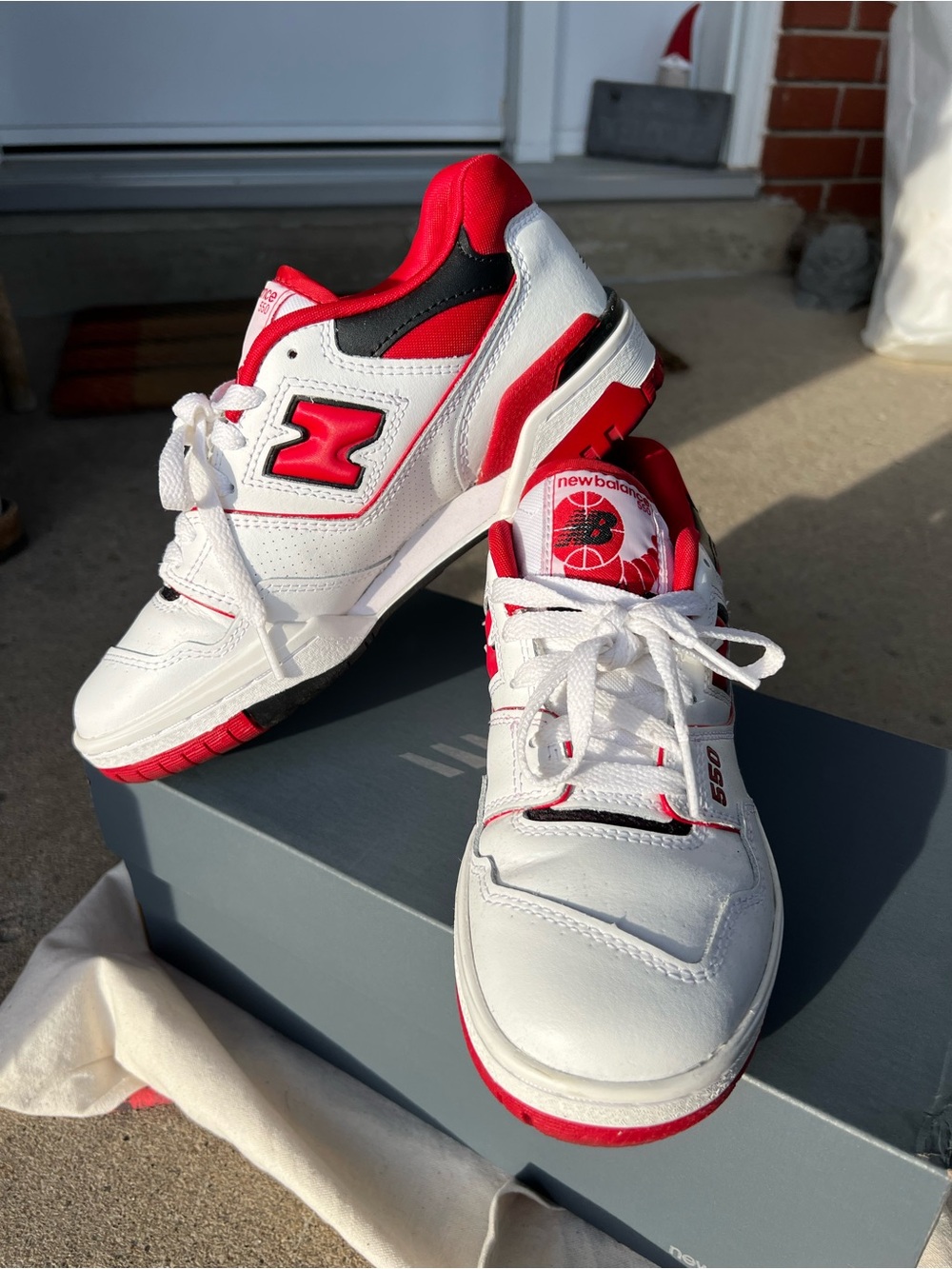 New Balance 550's White & Red Athletic Sneakers